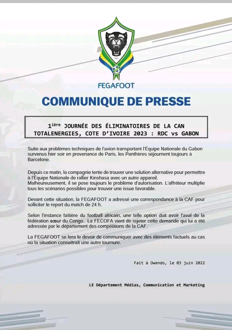 Communiqué de FEGAFOOT