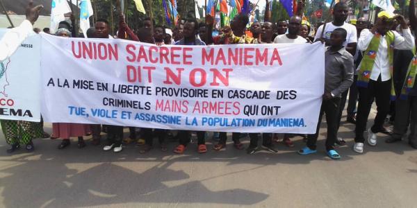 L'Union Sacrée fait un sit-in pour protester contre la libération de quelques criminels à Maniema 