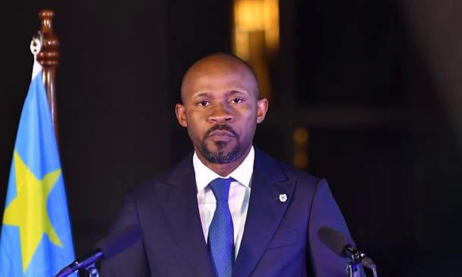 Patrick Muyaya, ministre de la communication et des médias, lors de la lecture du compte rendu du conseil des ministres à Lubumbashi 