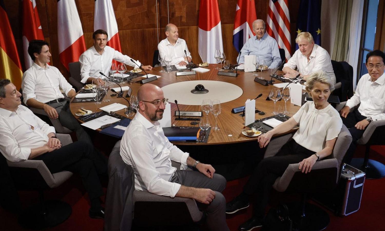 Une réunion du G7 au château d'Elmau à Kruen, en Allemagne, le 26 juin 2022. AP - Markus Schreiber